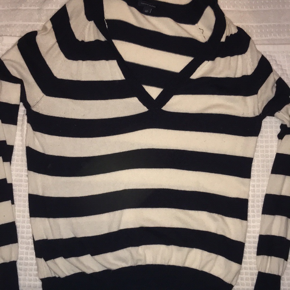 *BOGO* Tommy Hilfiger Black white striped hoodie